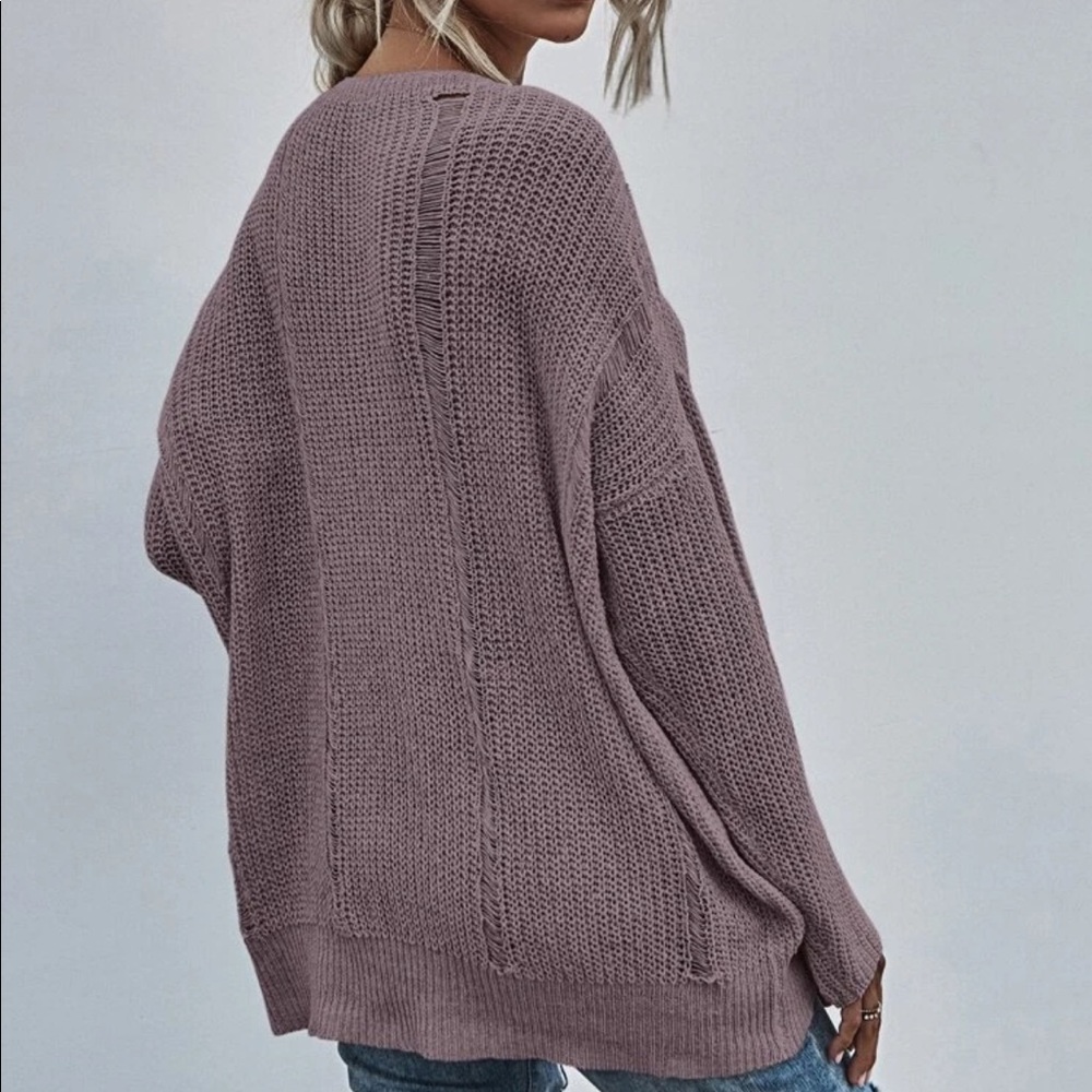 Distressed Sweater- Mauve - Picture 3 of 6